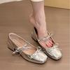 Gentle sweet beans! Temperament round head bow with Mary Jane shoes women's spring light mouth thick heel single shoes