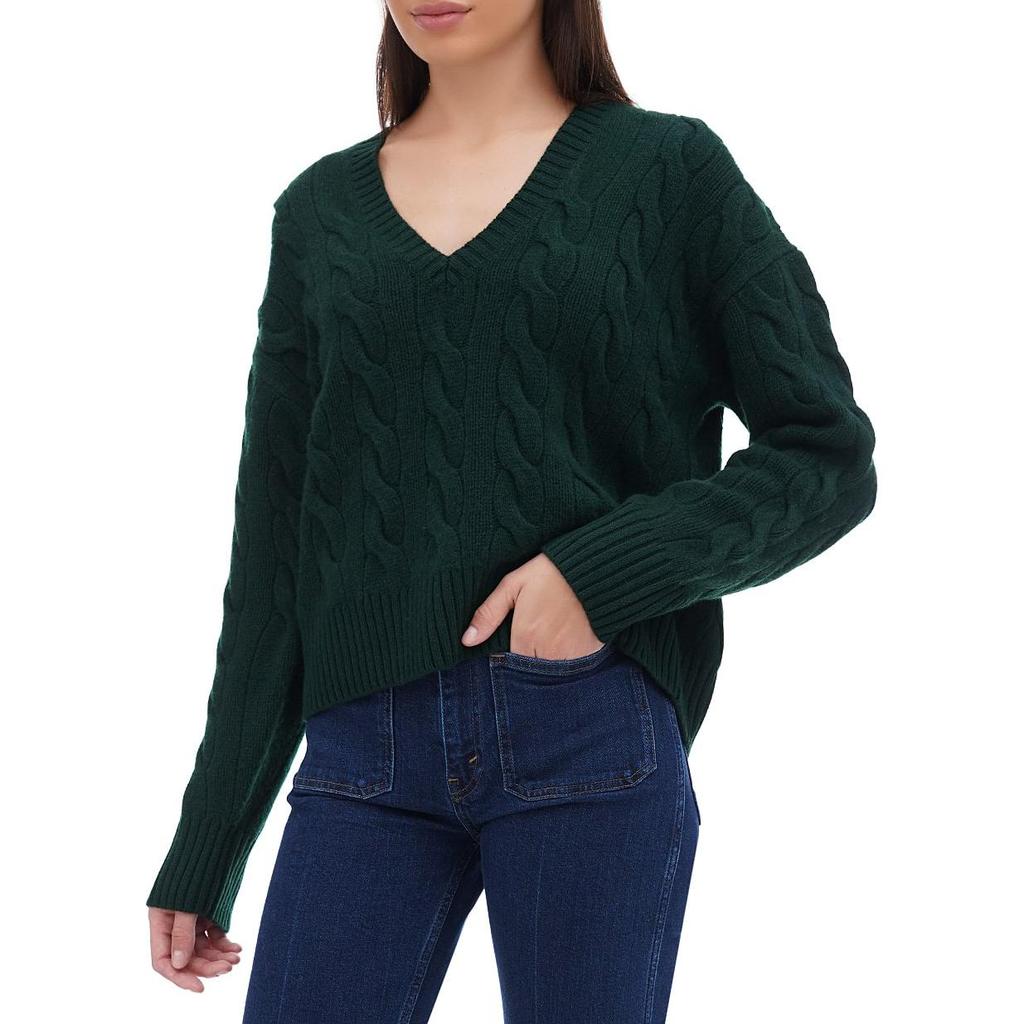 Polo Ralph Lauren Knit Cable V-Neck Long Sleeve Sweater Women sweater Dark-Green 211941579-002