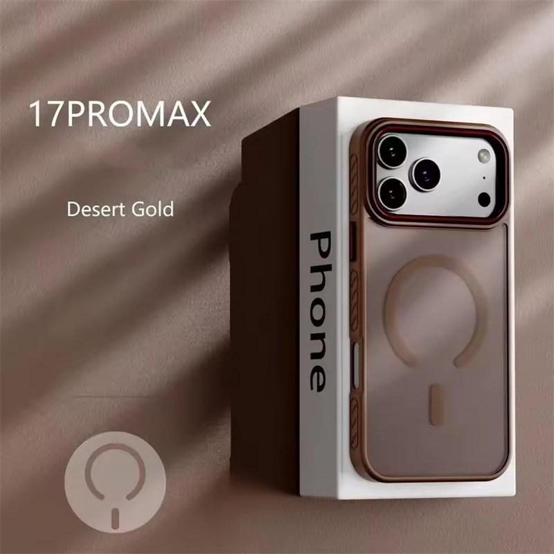 Frosted Matte Translucent Magnetic Phone Case For 17 Air 17 16 15 14 13 Pro Max For Magsafe Wireless Charge Shockproof Cover