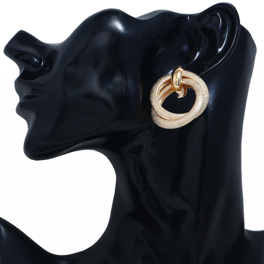1 Pair Retro Matte Circle Earrings for Women Girl