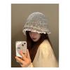Lace Fisherman Hat for Women In Autumn and Winter Warm Ear Protection Basin Hat  Fashionable Korean Style Face Showing Small Knitted Woolen Hat