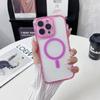 For iPhone 16 Pro Max Magnetic Case Clear Colorful Frame TPU+PC Phone Back Cover with Lens Film