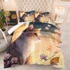 Cute Cat Bedroom Comforter Set - Printed Comforter, Bedding 3-piece Set, Filled Cotton, Suitable for Single Room