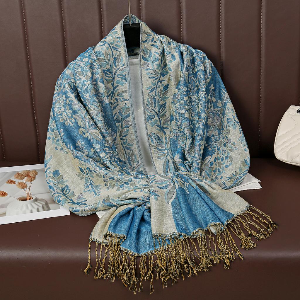 Muslim Paisley Shawl Thin Pashmina Long Tassels Scarf Vintage Cashew Jacquard Printed Stoles Islam Foulard Tippet