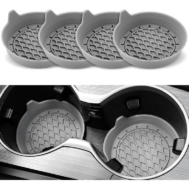 SINGARO Car Cup Holder Coaster,Silicone Cup Holder Insert,Universal Non-Slip Cup Holder,Car Accessories Interior Unisex 4 Black