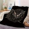 Viking Crow Flannel Blanket ,Vintage Black Throw ,Soft Multi,Functional ,Perfect for Office Camping Travel ,Cool Biker Gift