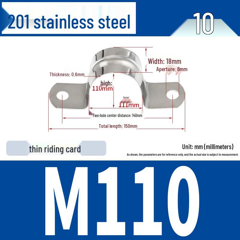 304 Stainless Steel U-Bolt Pipe Clamp Bracket - Pipe & Hose Clip Snap-on Hoop