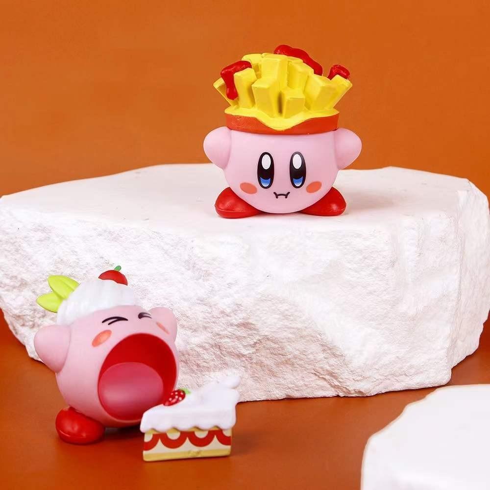 Kirby Cute Cartoon Burger French Fries Chef Style Food Series Model Set Ornament