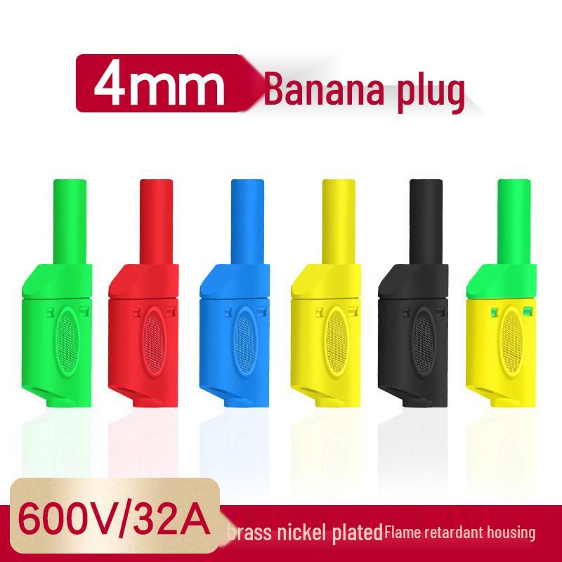 4mm Stackable Safety Banana Plug with Socket, Solder Type