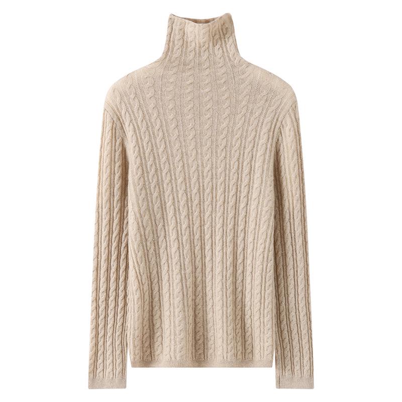 Women's Cashmere Mock Neck Sweater - Solid, Versatile Base Layer for Autumn/Winter, Twelve Gauge Knit Pullover