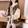 Pre-Fall Hooded Contrasting Sweatshirt Women's Autumn and Winter Loose Plus Size Small Casual Baseball Uniform Jacket