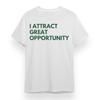 Women's Oversize T-shirt With Law Of Attraction Graphic White 100% Cotton Tee