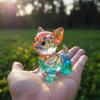 Colorful Glass Dog Ornaments Rainbow Gradient Puppy Figurines Decorative Dog Sculpture Gift for Holidays Birthdays