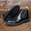 New Retro Leather Boots Men Chelsea Boot Handmade Winter Shoes Casual Comfortable Ankle Boots Waterproof Boots Crocodile Pattern