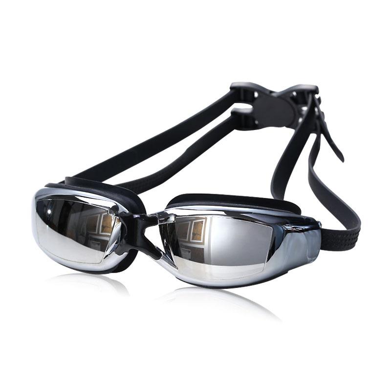 New swimming equipment for myopia Electroplated adult waterproof anti-fog silicone swimming goggles Electroplated black LT920