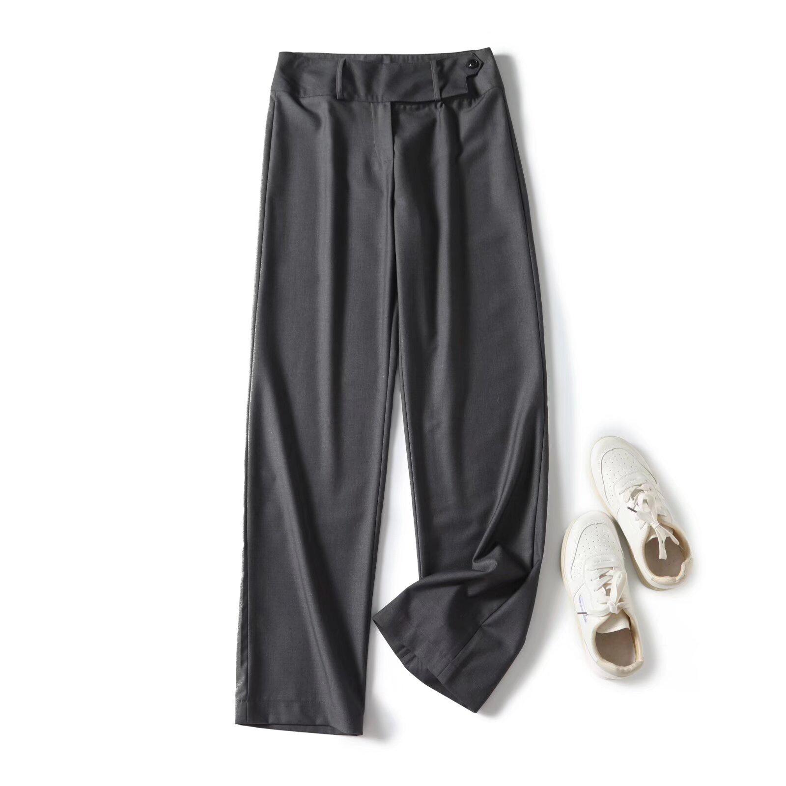 

2025 Spring Women s High-Waisted Straight-Leg Commuter Pants - Light, Versatile, and Stylish M серый