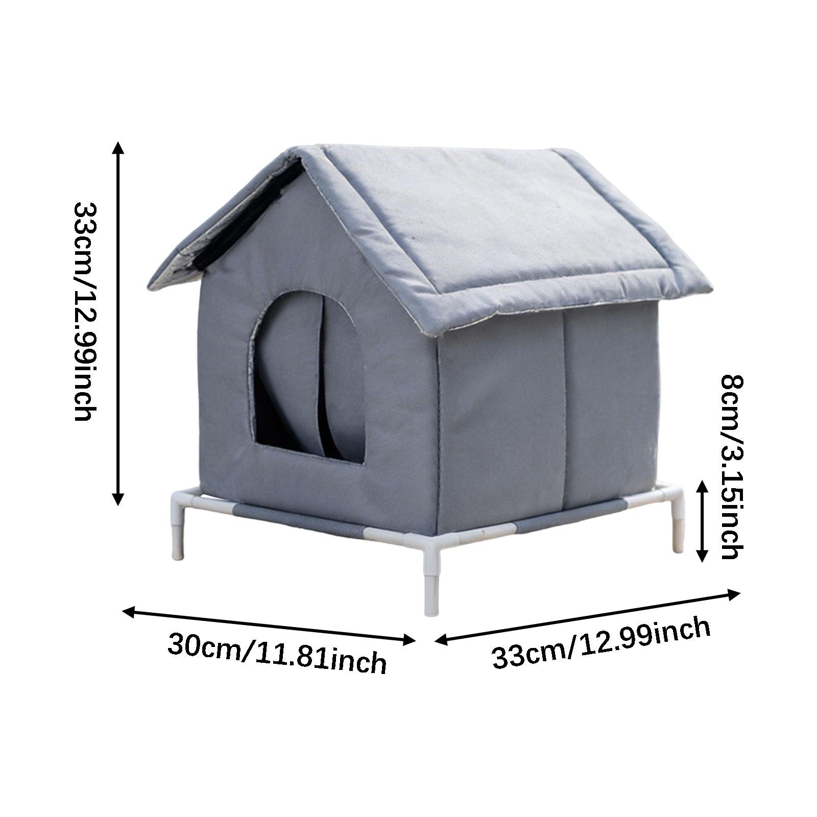 

Outdoor Cat House Winter Warmer Enclosed Pet Tent Weatherproof Elevated Stray Cats Shelter for Indoor Outdoor Cats Small Dogs