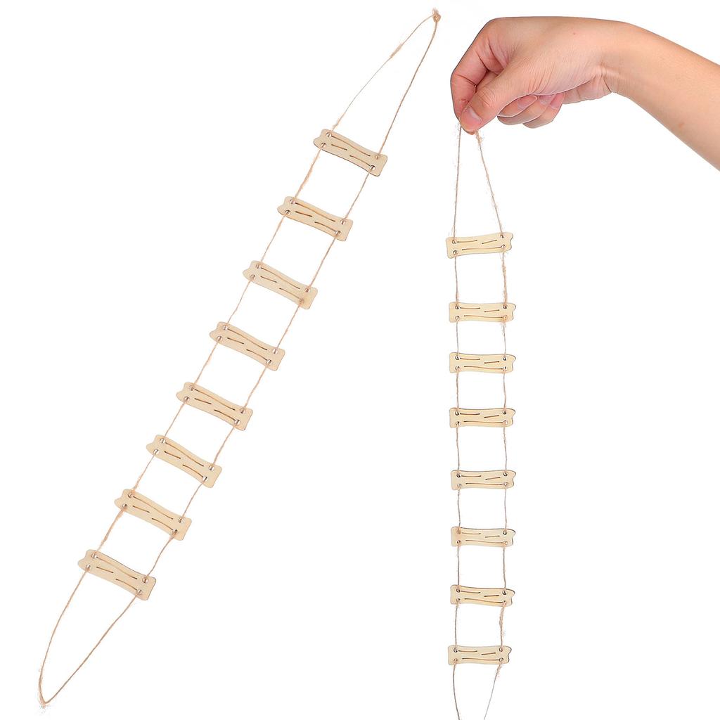 Wood Fairy Bridge And Rope Ladder Set Diy Wooden Craft Whimsical Fairy Garden Landscape Photography Prop 2 Ropes 16 Wood Chips