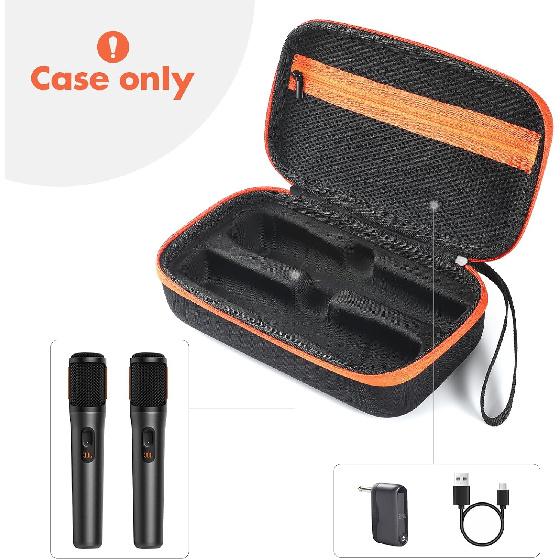 XBERSTAR Microphone Case for JBL Partybox Encore, Portable Organizer, Dual Mic Travel Case, Battery Version