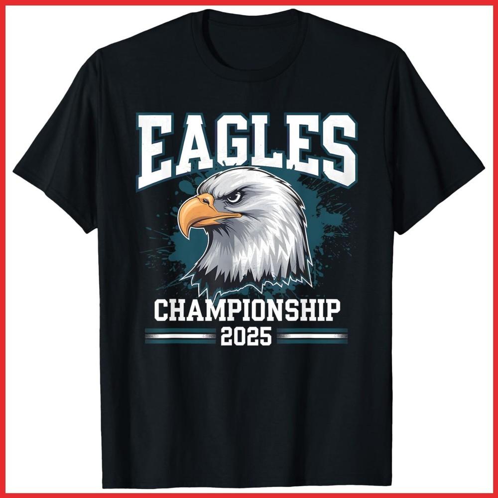 Vintage PE Conference Championship 2025 Celebrated Eagles Black Cotton T-Shirt Unisex T-Shirt