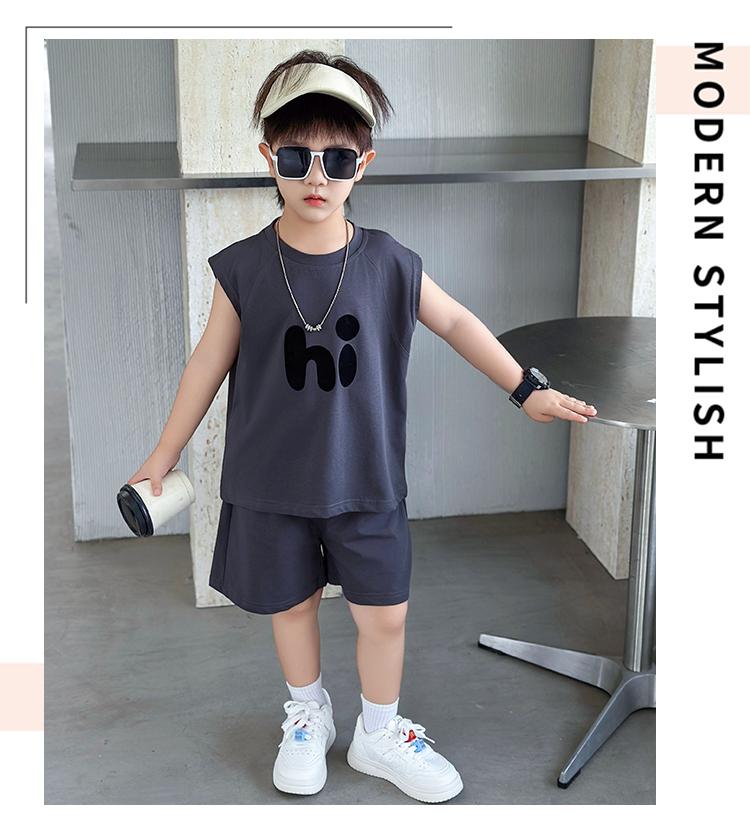 Boys' Summer Vest Set, Children's Summer Sleeveless Thin Style Children's Clothing, Fashionable and Stylish Summer Wear 2026 New Item