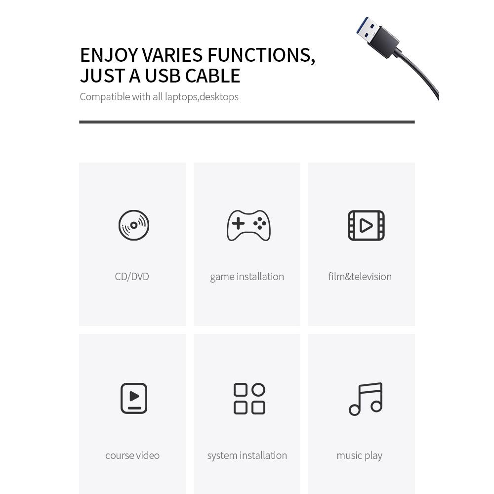 USB3.0 Suction Bluray Burner Drive External Opticaldrive Portable DVD Disc Recorder for