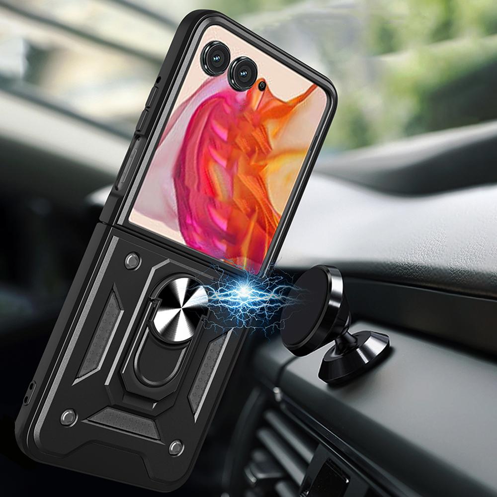 Funda for Motorola Razr 50 Ultra Case Armor Slide Camera Ring Stand Protective Cover for  Motorola Moto Razr 50 Ultra Capa