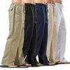 Pantalones anchos de lino de verano para hombre, pantalones coreanos, ropa de cama de gran tamaño, ropa de calle para hombre, pantalones de Yoga de primavera, ropa informal para hombre, pantalones de chándal