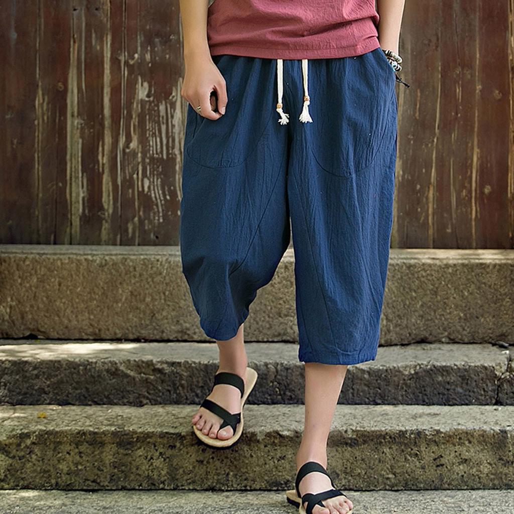 Linen Trousers Baggy Harem Pants 