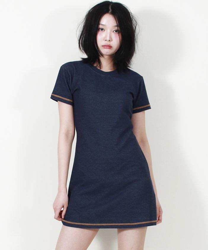 Deumakeu Girly Chic Stitch Mini Dress Navy