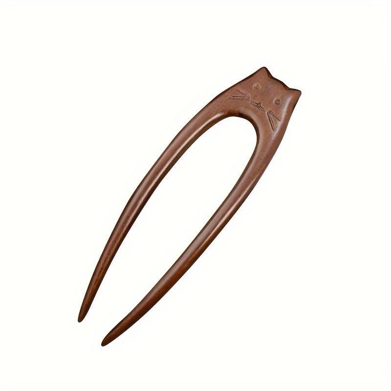 

[Vintage Sandalwood Hairpin] Sandalwood Cat Hairpin | Vintage Chinese Style Hanfu Hair Accessory, Simple Updo Hairpin