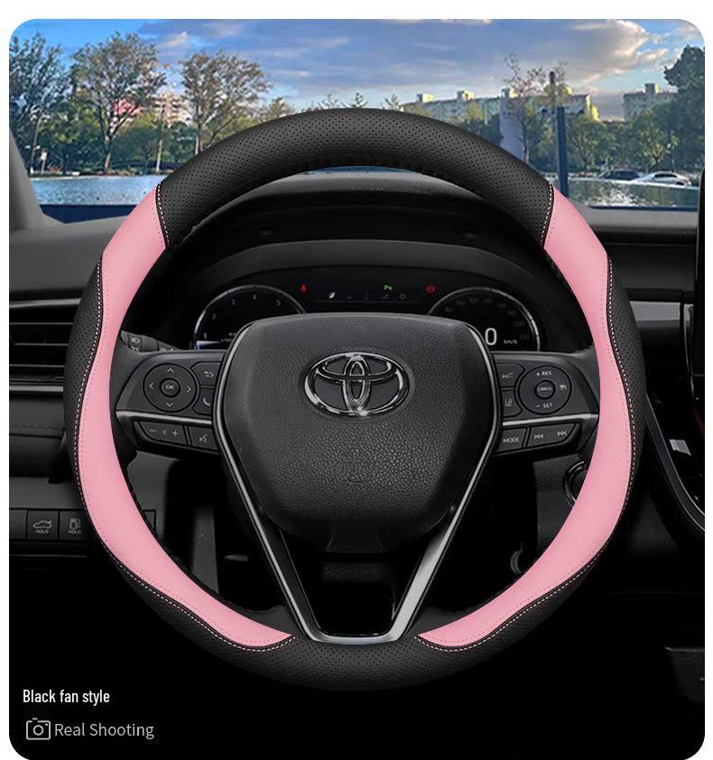 

Toyota Highlander Nappa Leather Steering Wheel Cover: Breathable, Anti-Slip, Ultra-Thin for 2009-2026 Models. 38cm