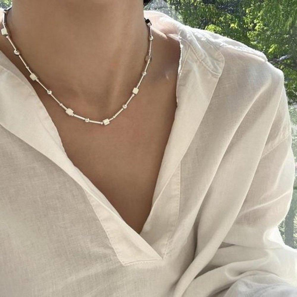 925 Silver Square 6mm Silver Ball Chain Ball Necklace