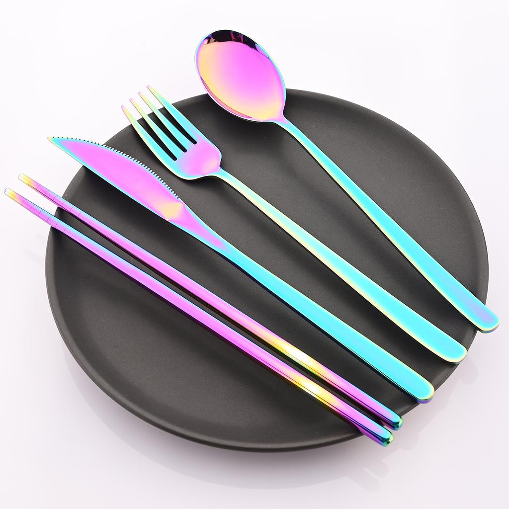 16pcs Black Gold Dinnerware Set Knife Fork Coffee Spoon Cutlery Set Mirror Stainless Steel Flatware WesternKitchen Tableware
