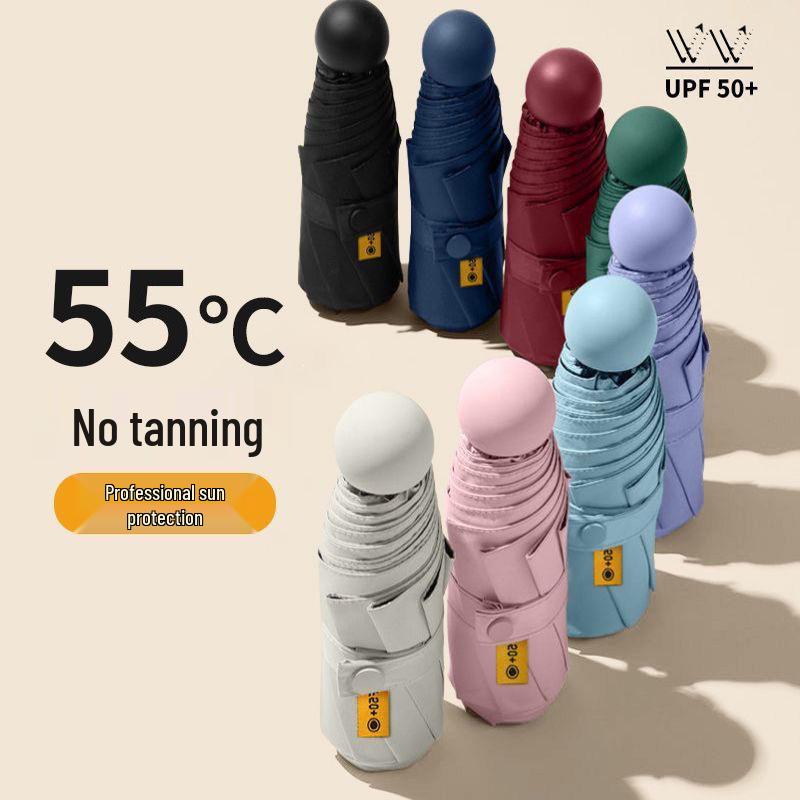 Mini Women's Five-Fold Sun Protection Lightweight Umbrella - Compact Capsule Design