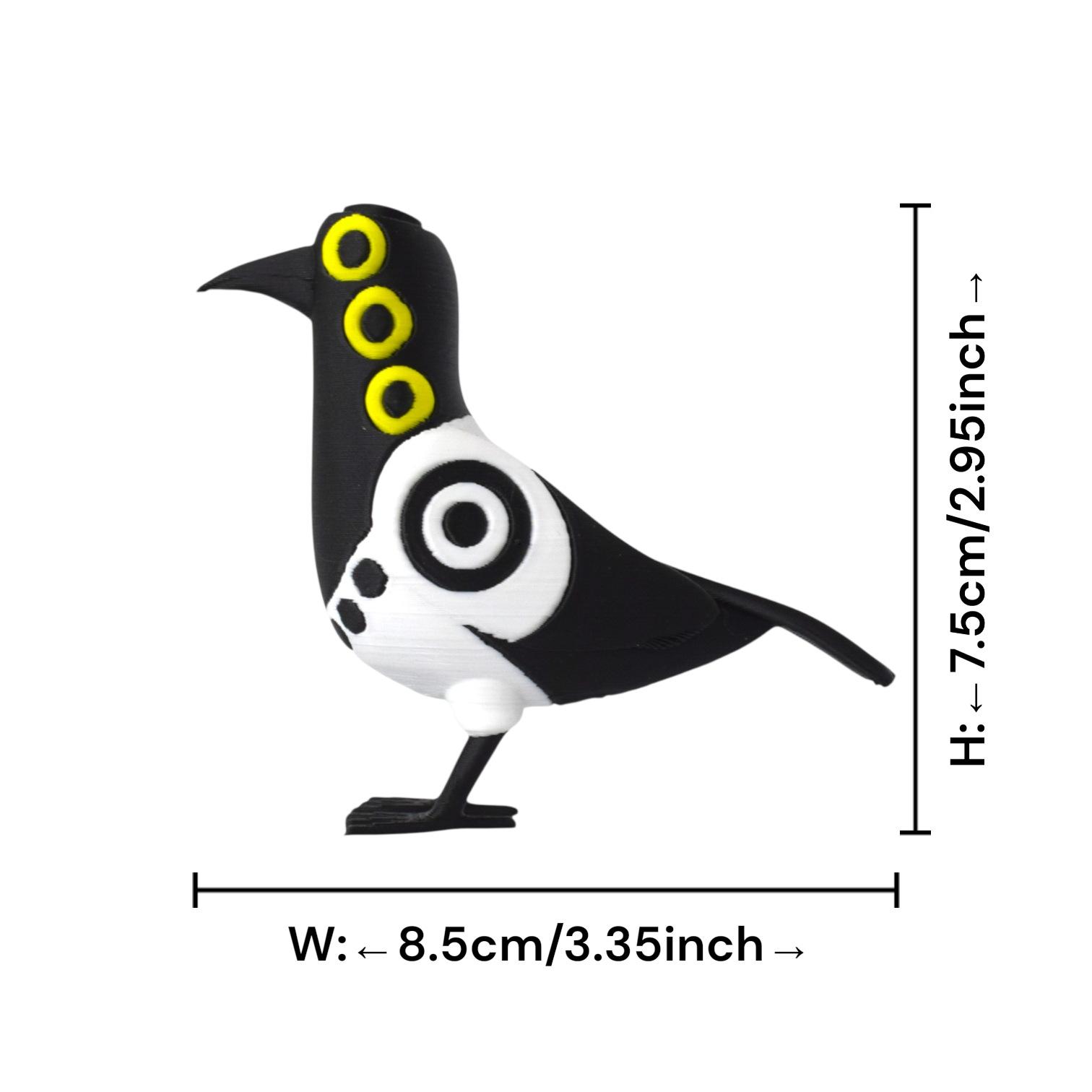 

Cartoon Anime Simulation Bird Toy Statue 3D Printing Cute Black White Suzie Bird Desktop Ornaments Kids Toy Craft Halloween Gift