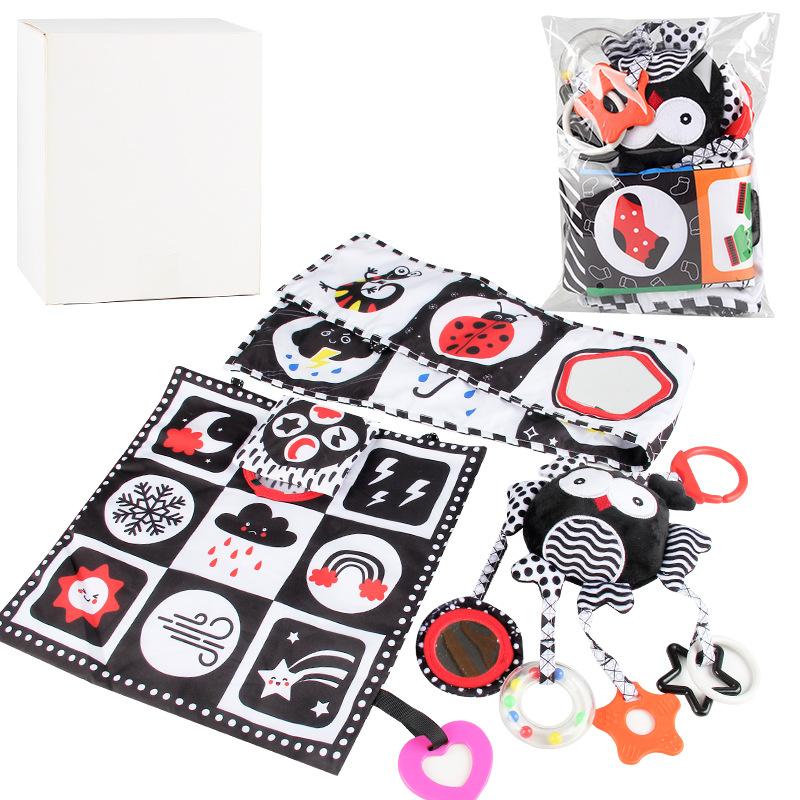 Baby Early Education English Palm Cloth Book, Children'S Vision Training Can'T Be Torn, With Sound Paper Bb Device, Fun Mirror