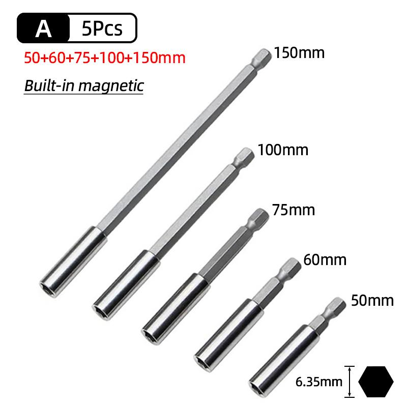 6 Size Extension 1/4 Hex Screw Socket Screwdriver Bit Holder Magnetic Impact Driver Drill Bit Adapter Quick Release Power Tools
