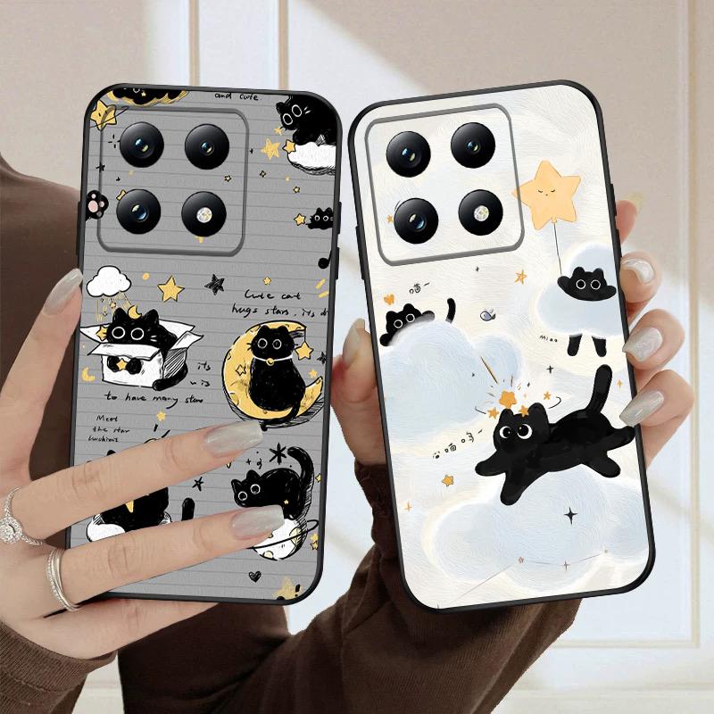 Cartoon Moon Cat For Xiaomi Poco X7 M7 Pro 5G M5 X4Pro M4 M6 4G C65 C75 F6 F5 X6 X5 X7 X5 F7 Ultra M5S M4Pro 5G soft phone case