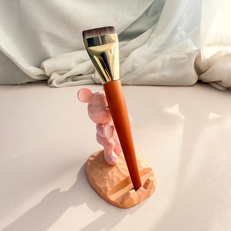 New Concealer Brush One-Shaped Wooden Handle Single Traceless Liquid Foundation Base Makeup Flat Head Mask Makeup Brush