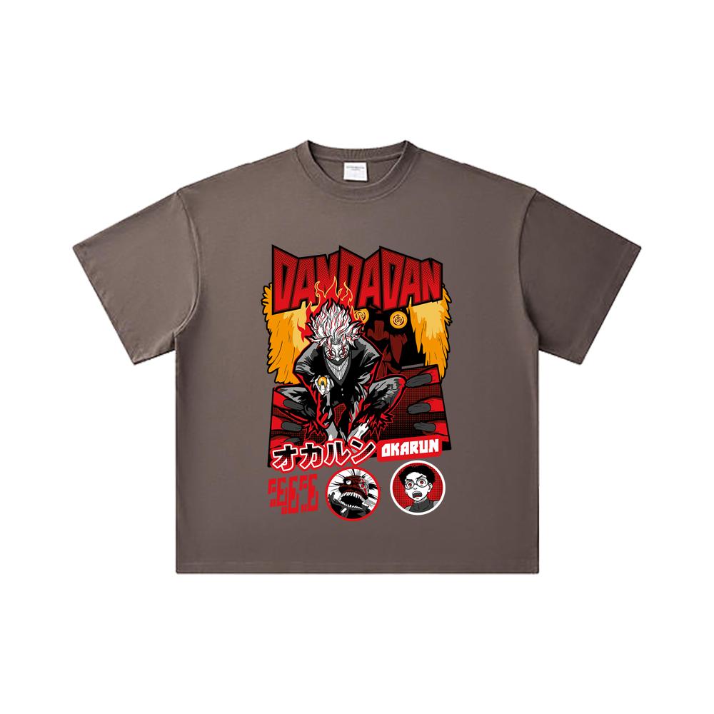 260 GSM Double Yarn 32 Count 100% Cotton Dandadan V26 Okarun Turbo Print Unisex Heavy Cotton T Shirt