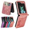 Glitter Bling Beschermhoes voor Telefoon voor Samsung Galaxy Z Flip 7 FE 6 5 4 3 5G Flip6 Flip7 Portemonnee Kaarthouder Lederen hoes