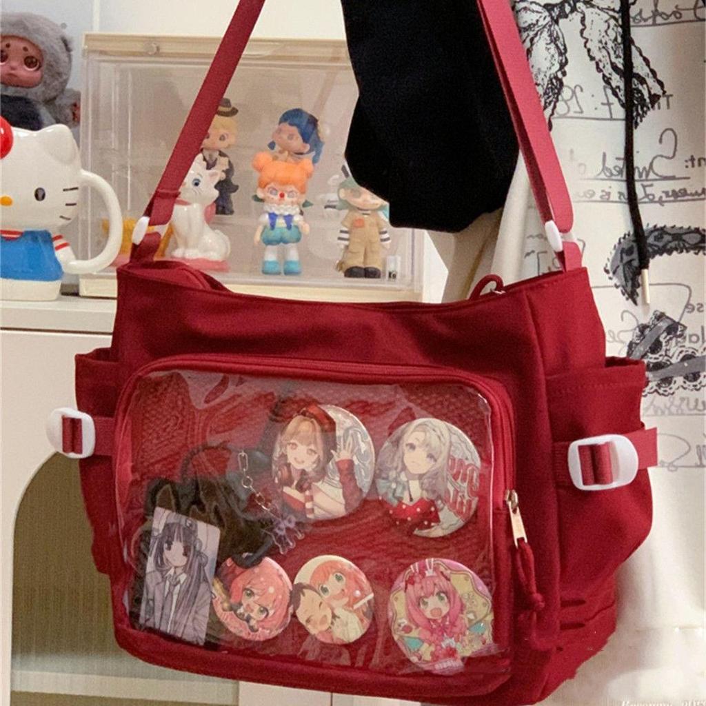 Dame Ita-veske Mote Skulderveske med Klart Vindu Enkel Tote Bag Justerbar Stropp Stilig Crossbody-veske Trendy Utendørsveske