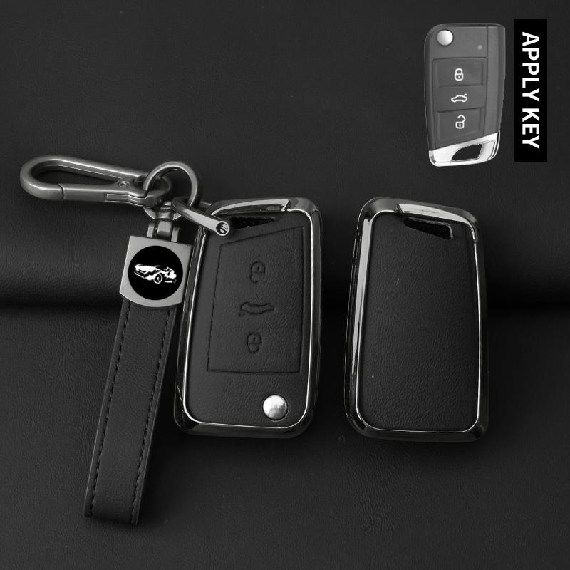 Zinc Alloy Leather Car Key Case For Vw Volkswagen Polo Golf 7 Gti Mk7 Tiguan Passat For Seat Ateca Leon For Octavia A7 Skoda