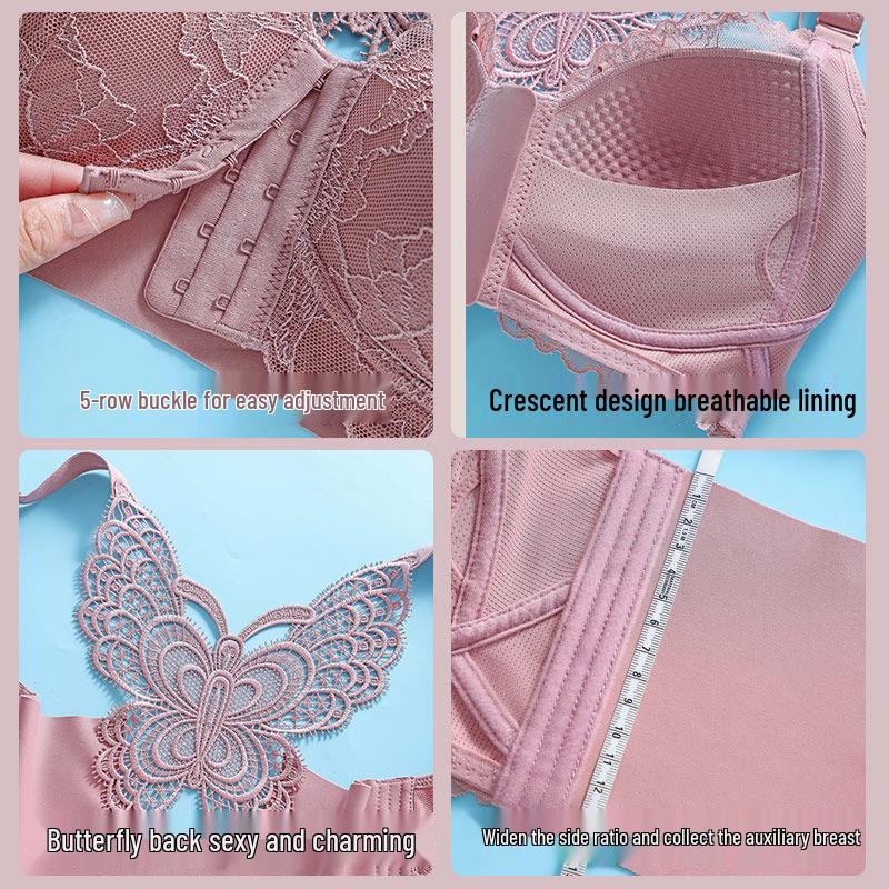 Plus Size Front Closure Wirefree Bra - Adjustable, Anti-Sagging, Side Support, Large Cup, Summer
