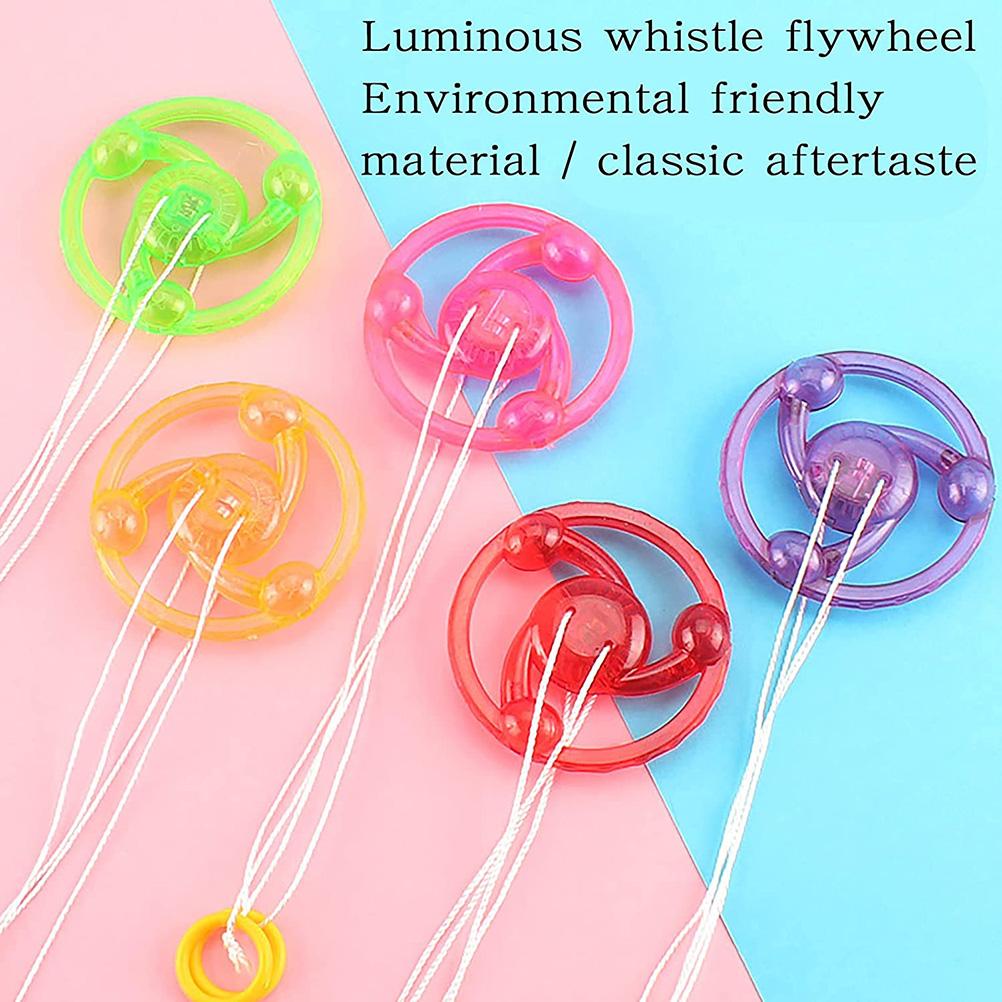 Kids & Adults Stress Relief Toy Pull String Flashing Flying Wheel Glowing Spinning Top (Bag, 10pcs*s) Random Color 1