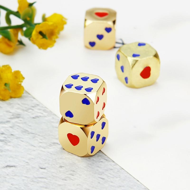 5 Pcs Metal Heart-shaped Points Dice Role Playing Dice Six Sided Dice Round Corner Dice DIY Mahjong Accessories