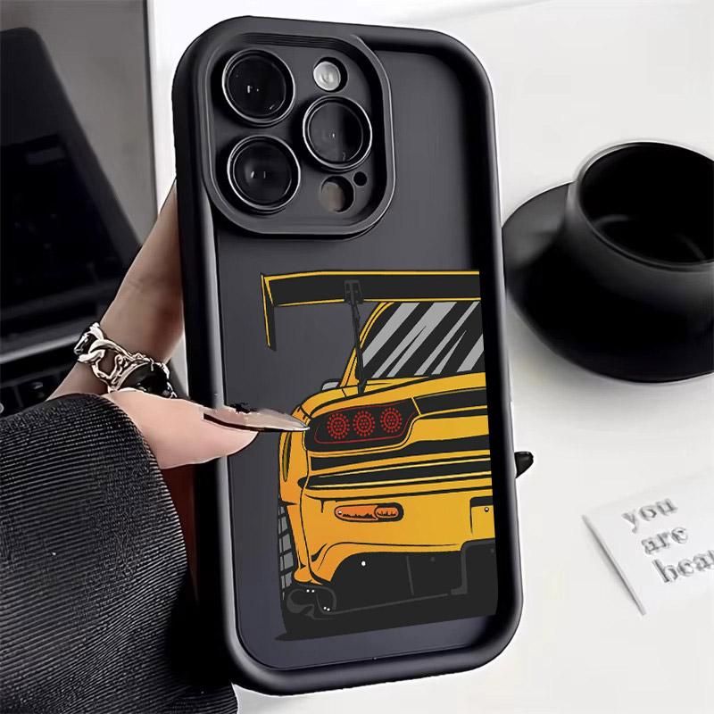 Cartoon Tokyo JDM Male Car Soft TPU Case For iPhone 16 15 11 13 14 12 Pro Max 15 Plus Mini 16Pro Shockproof Silicone Phone Cover