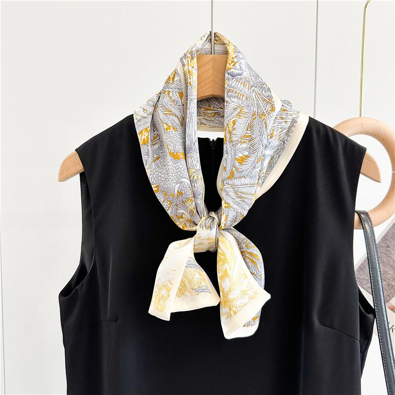 Silk Silk Scarf Female Fubao Rainforest Temperament Mulberry Silk Silk Scarf Thin, Narrow and Long Double-sided Scarf Streamer Scarf