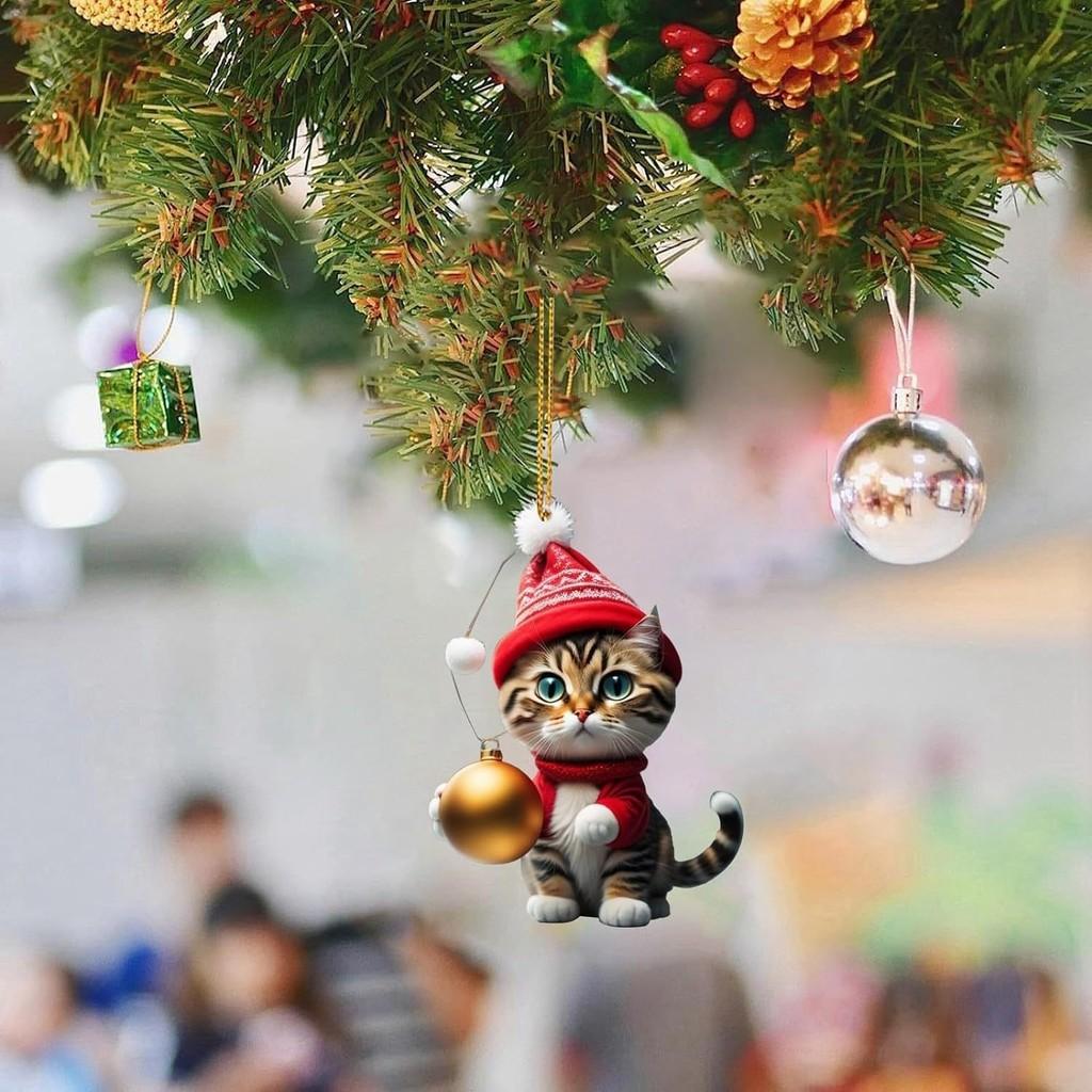 Cartoon Gift Cute With Cat Pattern Acrylic Pendant For Decoration Christmas